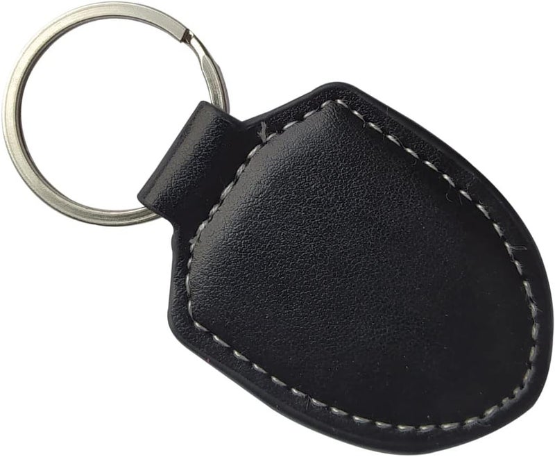 hecere Genuine Leather RFID Key Fob Tag Proximity ID T5577 Programmable Rewritable for Access Control 1pcs/lot (Black ID Keychain, Square) - Image 1